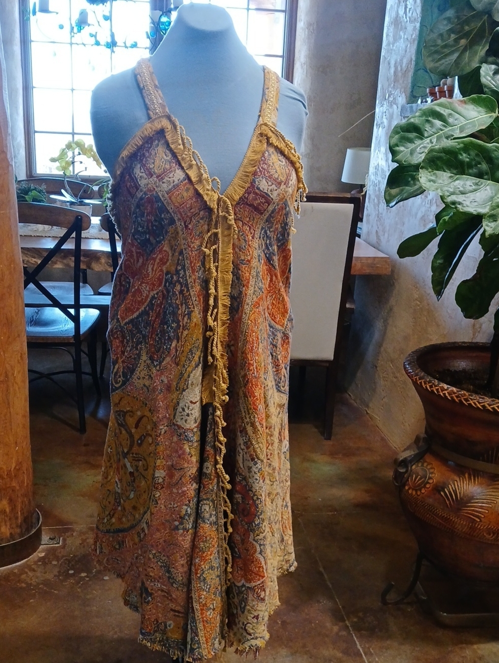Boho Paisley Tassel Fringe handmade Sundress — Multicolor